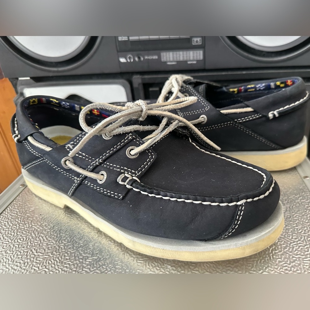 Timberland Blue Boat Shoes with Moccasin Construction